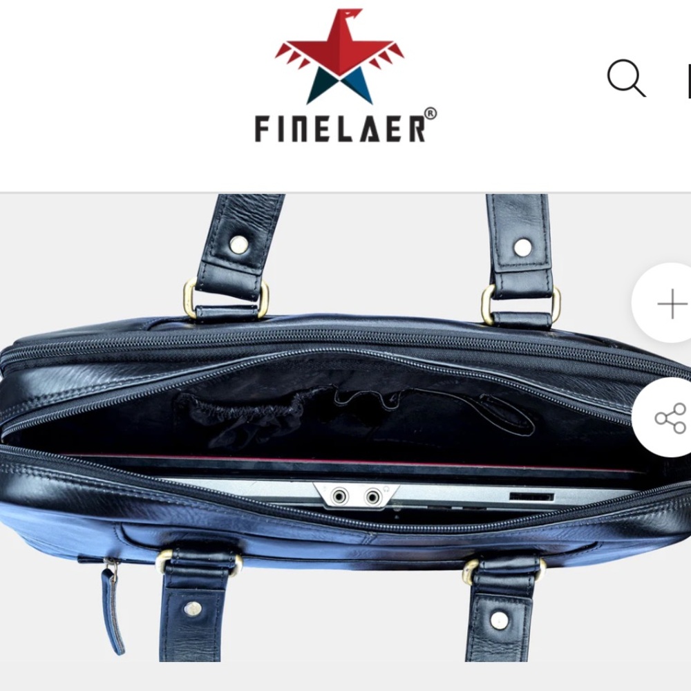 FINELAER BLACK DESIGNER VINTAGE LEATHER MESSENGER LAPTOP BAG FOR MEN 14 INCH - Picture 4 of 5